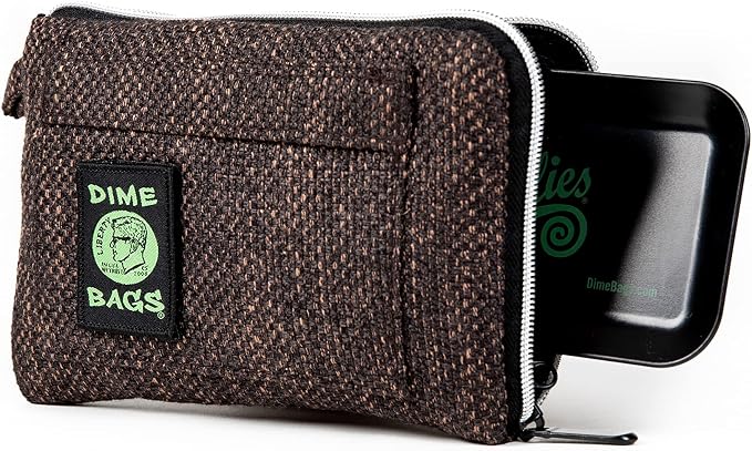 Dime Bags All-in-One Padded Pouch with Accessory Tray & Smell/Spill Proof Pocket, Protective Case for Glass Storage & Travel