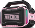 ANCOON Speakers Bluetooth Wireless: 80W(Peak) Loud Speaker with Bass, 20H Playtime, IPX6 Waterproof, Large Jobsite Speakers for Work, Outdoor, Workshop, Garage, Portable Speaker with TWS (Pink)