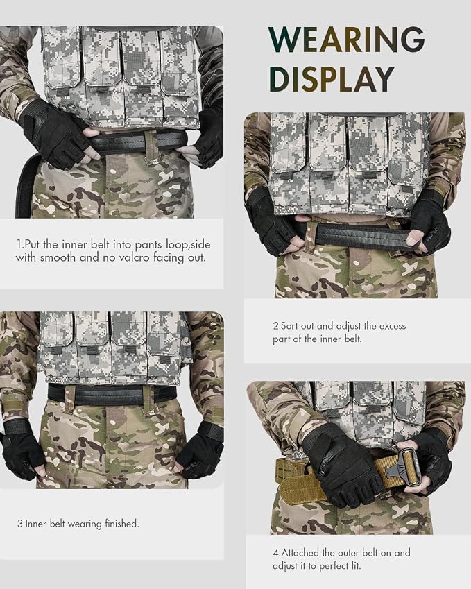FAIRWIN Tactical Balttle Belt, 2" Molle Rigger War Combat Belt with Quick Release Buckle Law Enforcement Duty Belts for Men