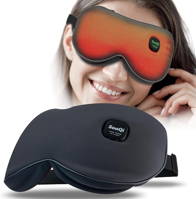 Heated Eye Mask, Cordless Warm Compress for Dry Eyes, Blepharitis & Eye Fatigue - Weighted Heating Pad with 3 Preset Heat Modes, Rechargeable, Auto Shut-Off, Washable Cover for Sleep & Travel