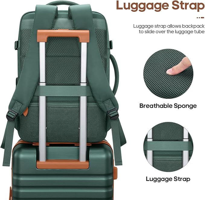 UKEIN Luggage Sets 3 Piece, Carry On Luggage 20In With Spinner Wheels,PC Hardside Suitcase Set with TSA Lock,Durable Carry On Suitcase With Travel Backpack for Men (Green, 3 piece set (20inch))