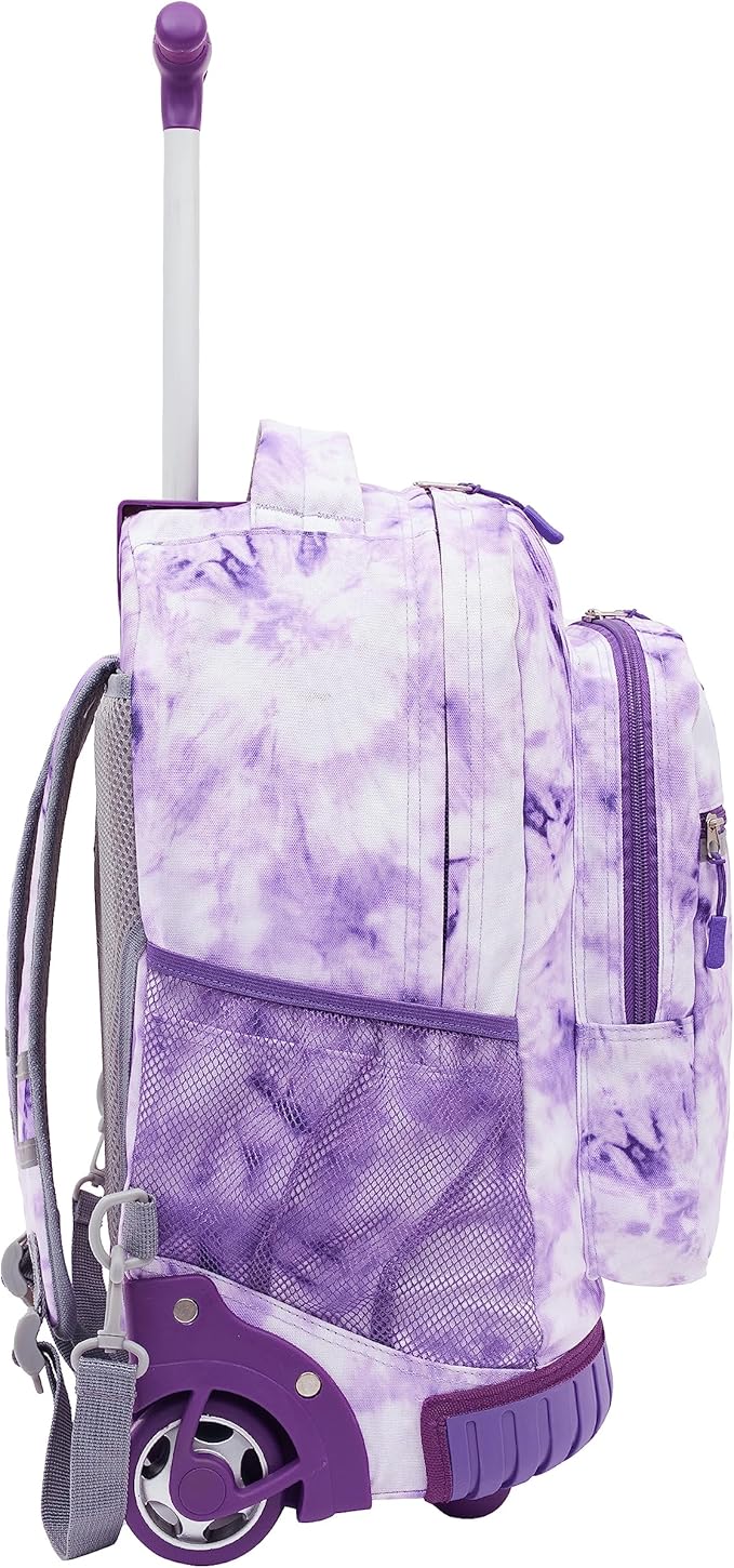 Travelers Club 18" Rolling Backpack with Shoulder Straps, Purple Tye
