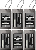 Luggage Tags Business Card Holder by TUFFTAAG - Durable Travel ID Bag Tag, Gunmetal, 6 Tags