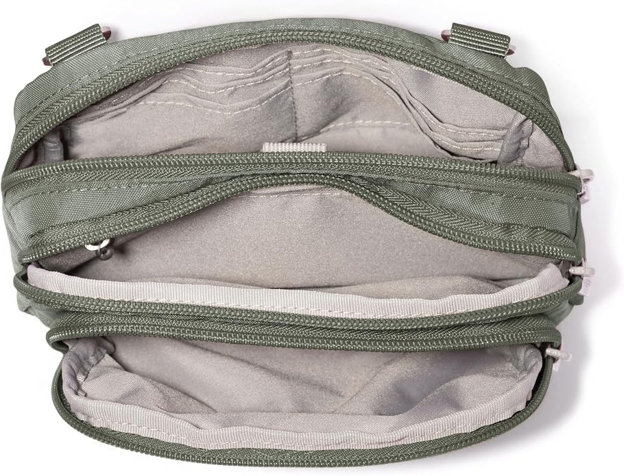 Baggallini Triple Zip Small Crossbody Bag for Women - Lightweight Convertible Fanny Pack Belt Bag