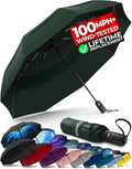 TUMELLA Strongest Windproof Travel Umbrella (Compact, 100MPH Wind-Tested), Light, Portable, One-Handed Use, Automatic Folding Rain Umbrella, Durable, Premium Grip, Fits Car & Backpack