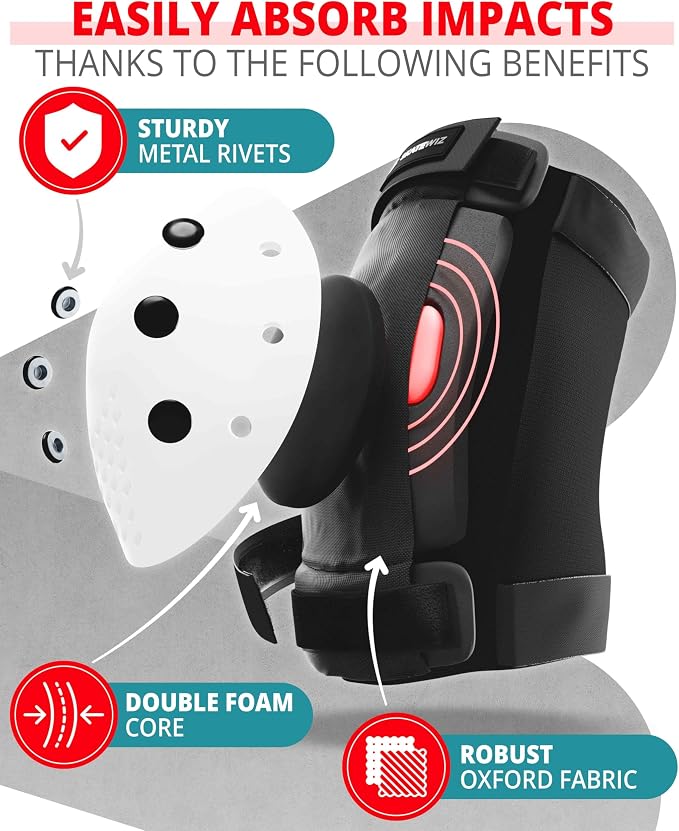 SKATEWIZ Skateboard Pads Protective Gear Set for Kids and Adults - Smash - Roller Skate Pads [6pc] with Wrist Guards - Skating Protective Gear - Roller Derby