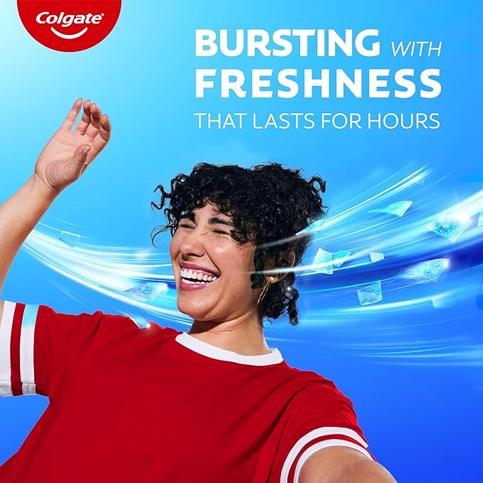 Colgate MaxFresh Cool Mint Toothpaste, Travel Size Toothpaste for Bad Breath with Fluoride and Hundreds of Mini Breath Strips, Leaves Mouth Feeling Refreshed for Hours, Fights Cavities, 1.0 oz