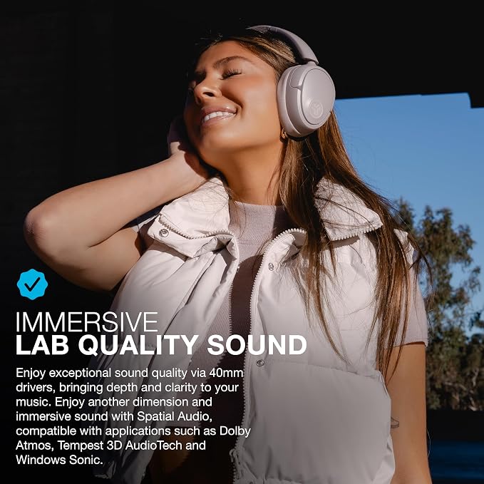 JLab JBuds Lux ANC Over Ear Headphones Bundle with Go Air Pop+ True Wireless Earbuds, Active Noise Cancelling, Bluetooth multipoint, Mauve