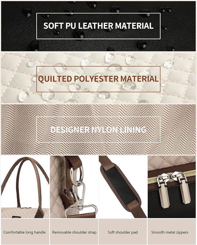 Weekender Bags for Women Travel, Under Seat Carry On Bags for Airplanes Overnight Bag with Shoe Compartment Luggage Sleeve, Foldie Travel Tote Bag Hospital Bag, Travel Gifts, Nude Black