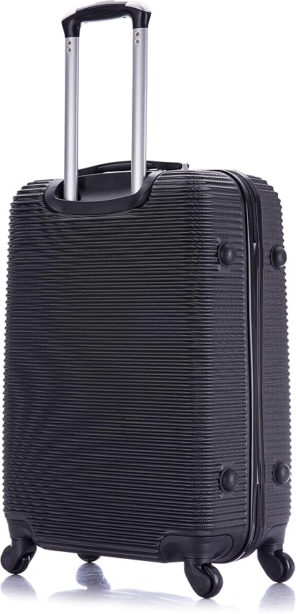 InUSA ROYAL Hardside Spinner Luggage with Ergonomic Handles | Spacious Travel Suitcase with Four Spinner Wheels and Studs | 24 Inch Medium Hardside Spinner Luggage | Black