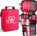 First Aid Kit with Rapid-Response Labeled Compartments, Compact Waterproof Emergency Kit with Molle Straps for Car, Camping, Home, Hiking, Travel