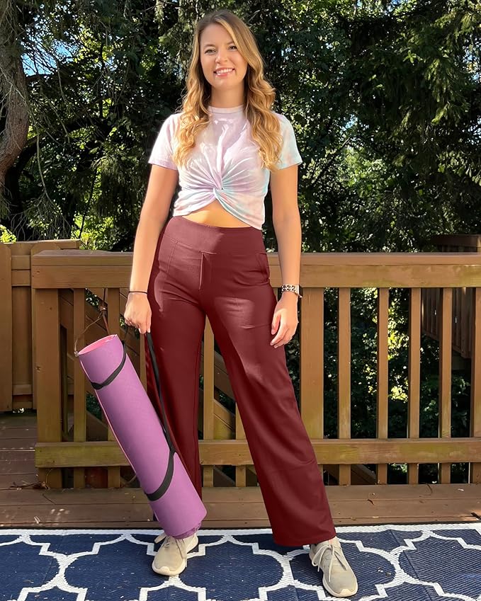 G4Free EverGoing Yoga Pants Women Wide Leg Pants with Pockets High Waist Stretch Dress Casual Sweatpants Petite/Regular/Tall