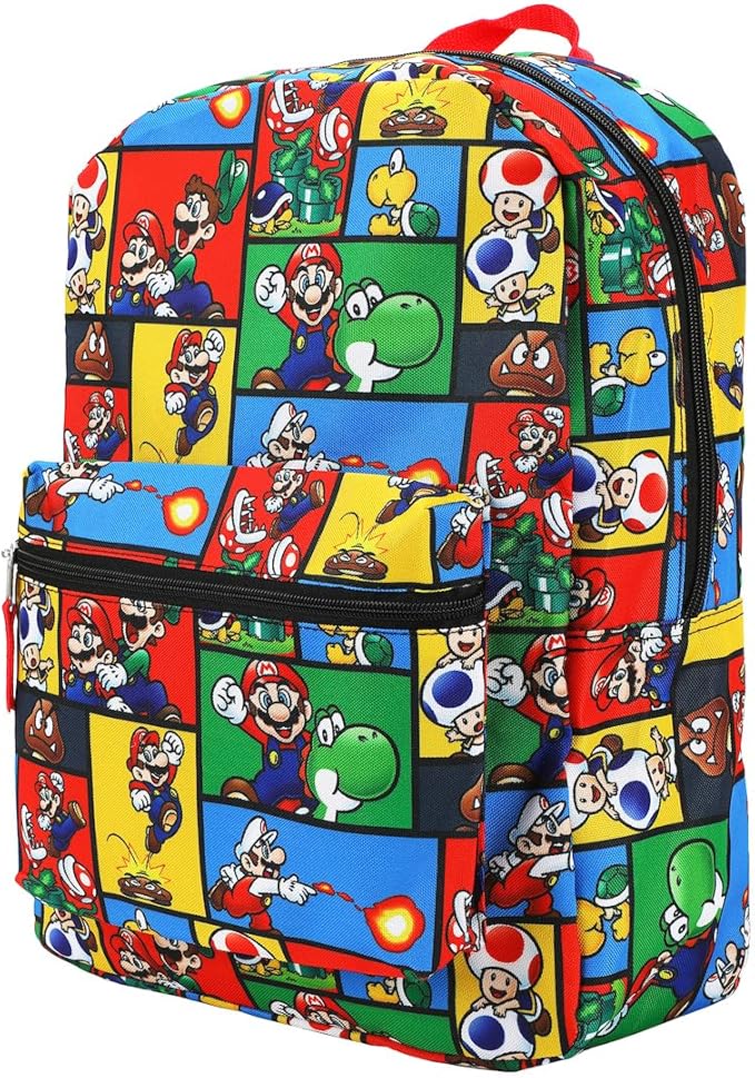 Bioworld Super Mario Brothers All-Over Print 18" Backpack