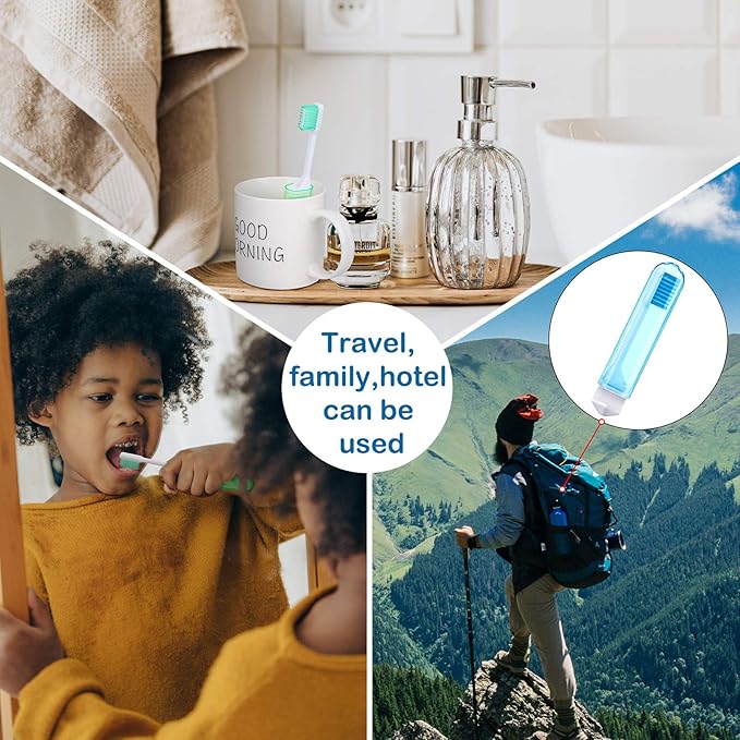 Patelai 4 Pieces Travel Toothbrush Set, Travel Size Toiletries, Soft Bristle Mini Foldable Tooth Brush with Case, Individually Wrapped Small Portable Toothbrush for Camping Home (Bright Color)