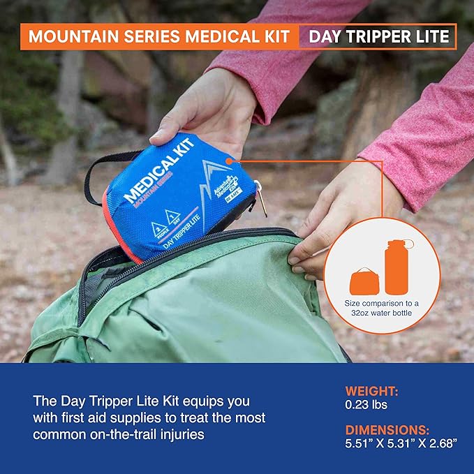 Adventure Medical Kits Mountain Series Medical Kit (Day Tripper Lite) - 59 Pieces, blue/orange, one size (0100-1000)