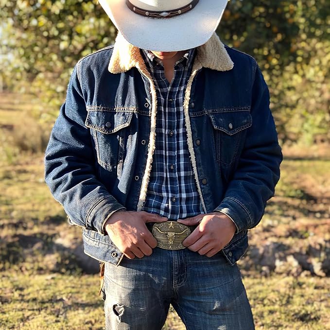 SANSTHS Western Cowboy Belts for Men Women, Mens Western Belt Bull Buckle Country Belt Cowboy Leather Belt for Jeans