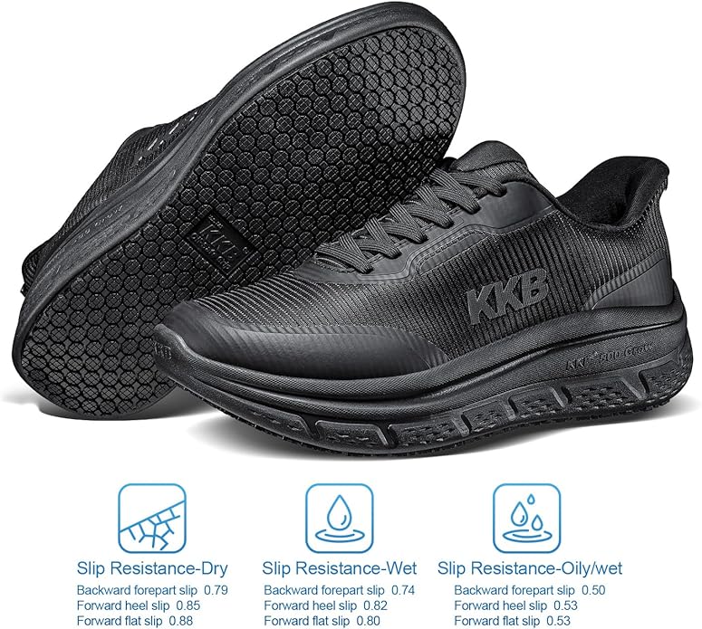 Non Slip Work Shoes Women Easy Slip Walking Shoes for Women Waterproof Sneakers for Restaurant Kitchen Nursing with Arch Fit Support Orthopedic
