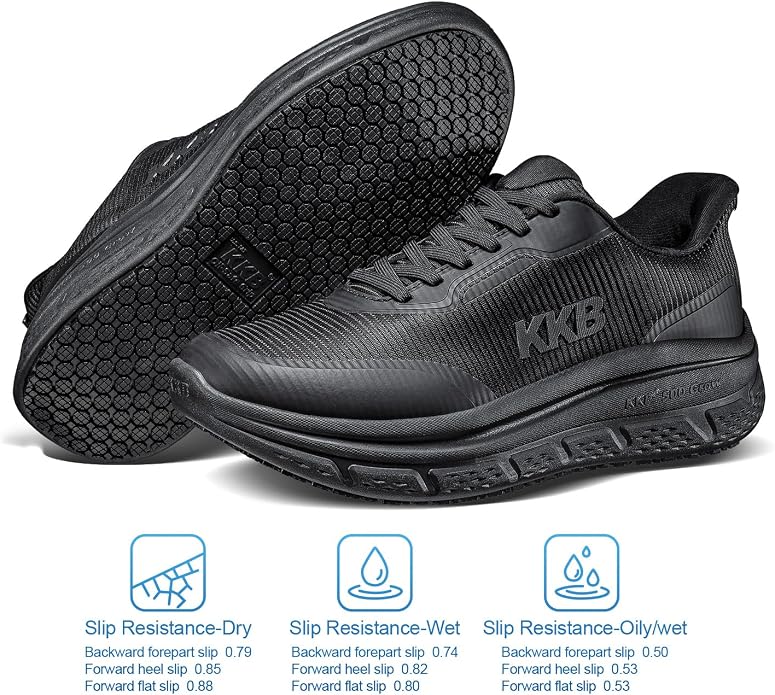 Non Slip Work Shoes Women Easy Slip Walking Shoes for Women Waterproof Sneakers for Restaurant Kitchen Nursing with Arch Fit Support Orthopedic