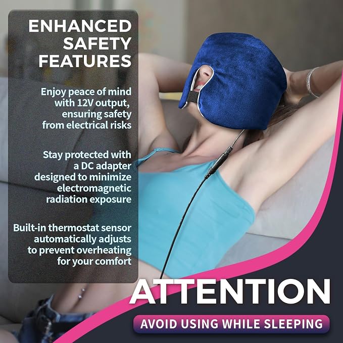 Face Heating Pad for Tension Headaches, Dry Eyes, Sinus Relief, Full-Coverage Heated Face Mask for Sleep Aid and Pressure Relief