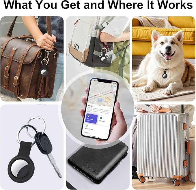 2-Pack Air Tracker Tags Compatible with Apple Find My (iOS Only), Bluetooth Tracker, Smart Keys Finder and Item Locator with Waterproof Case for Wallet Luggage Backpack (Android Need Download App)