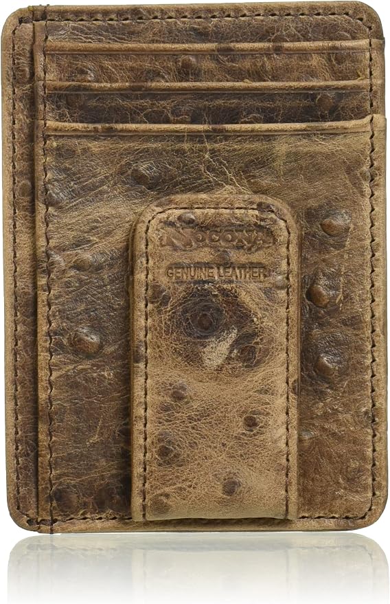 Nocona Belt Co. Men's Nocona Brown Ostrich Magnet Money