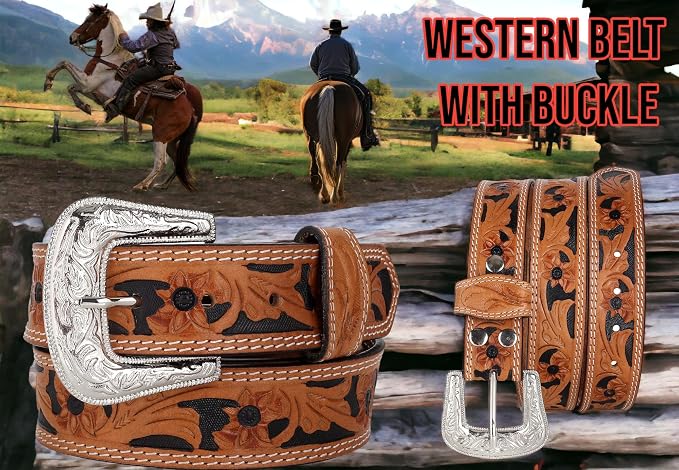 F&L CLASSIC mens Western full grain Leather belt Strap w/Snaps for Interchangeable Buckles, USA,