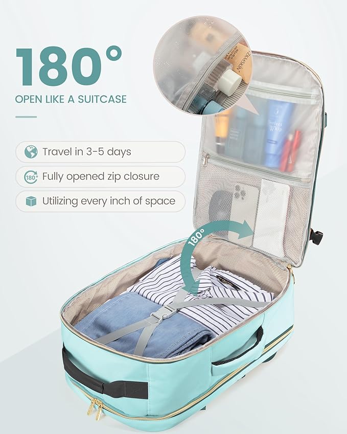LOVEVOOK 50L Travel Backpack Flight Approved Carry on Backpack,3 Packing Cubes,Waterproof Personal Item Travel Bag,TSA Carry on Luggage Suitcase Travel Essentials,Gifts for Women & Men,fits 18" Laptop