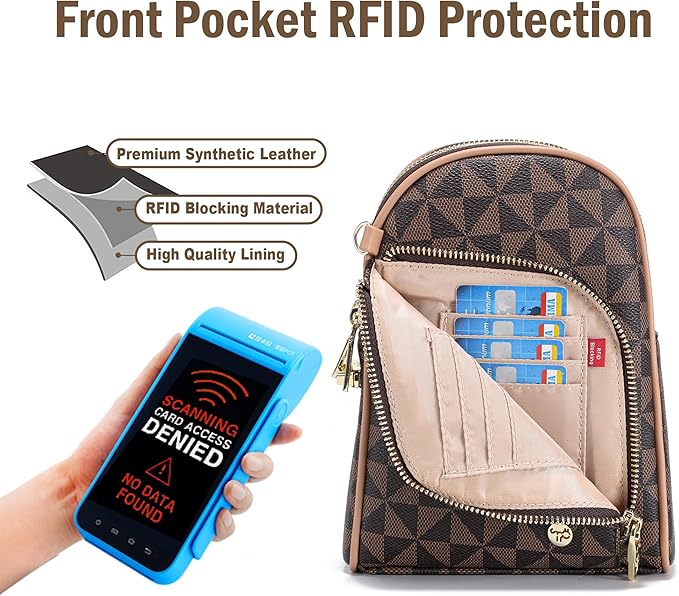 INICAT RFID Blocking Sling Bag, Anti Theft Crossbody Bag for Women Compact Travel Purses Vegan Leather