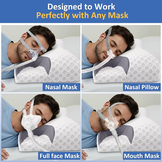 IKSTAR CPAP Pillow for Side Sleeper, Sleep Apnea Pillow for Sleeping, CPAP Nasal Pillows Suit for All CPAP Masks User, Cervical Memory Foam Neck Support Pillow Relief Neck Pain for Side Back Sleepers