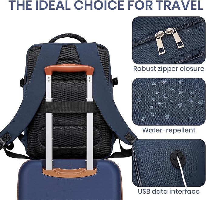 Kono Airline Approved Suitcase Set 3 Piece Luggage Set Lightweight Carry On Travel Luggage, TSA Lock Spinner Wheels Hardshell (Navy/Brown, (BP/20))