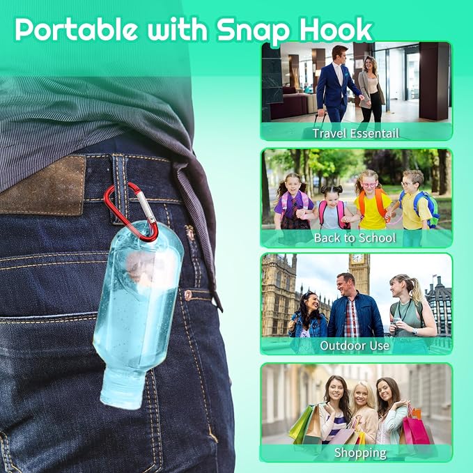 100PCS Value Empty Hand Sanitizer Bottles with Keychains, 2OZ Travel Bottle with Clips, Portable Travel Size Bottle Containers for Hand Sanitizer Holder with Lid - Leak Proof, Refillable,Empty