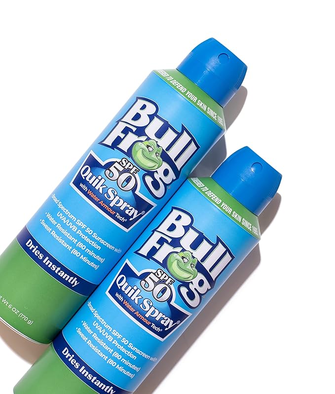 Bullfrog Quik Spray Sunscreen SPF 50 | Oxybenzone & Octinoxate Free | Broad Spectrum Moisturizing UVA/UVB, 2 pack