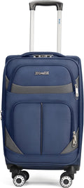 24'' Softside Expandable 15% Rolling Luggage with Double Spinner Wheels & w/LOCK,Lightweight Travel Luggage for Men Women（Navy-Grey,24in）