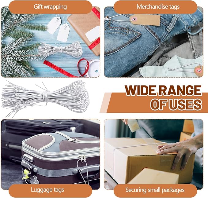 1000 Pcs 9 Inch Long Elastic Loop for Attaching Tags, Easy and Fast to Attach, Bundle of White Elastic String for Hang Tag, Clothes Tabs, Price Tabs, Luggage Label