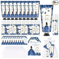 Leelosp 25 Set/100 Pcs Quinceanera Party Favor for Guest with Travel Size Hand Cream, Lip Balm, Card, Organza Bags Quinceanera Gift Set Sweet 15th Party Supply Birthday Souvenir(Blue)