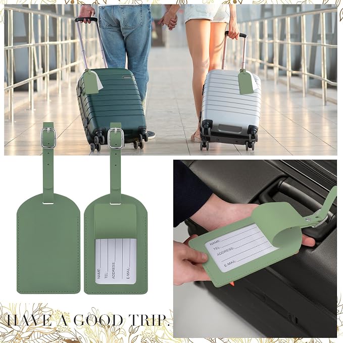Amylove 48 Sets Leather Luggage Tags Bulk Wedding Favors Luggage Tags for Guests Bridal Gifts Wedding Bridal Shower Gift PU Leather with Name ID Card Tag for Guests