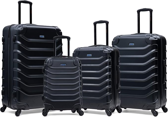 InUSA ENDURANCE Luggage with Spinner Wheels | Durable Lightweight Hardshell Suitcase, Travel Sets with Handle and Trolley | (20in, 24in, 28in, 32in) 4 Pieces Luggage Set | Black