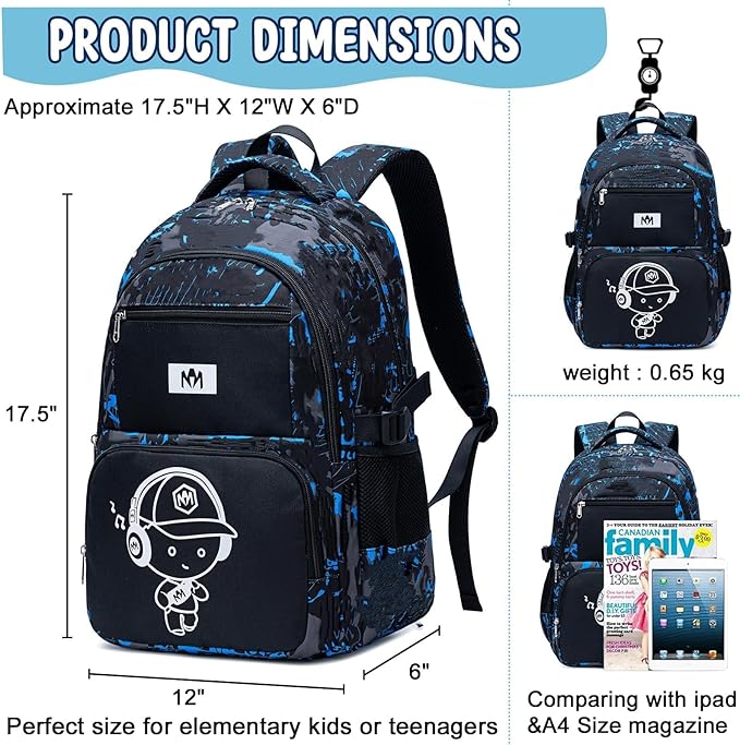 Bluboon Kids Backpack Boys Camo Bookbag Teens Elementary School Bag Daypack Travel Back Pack Middle school (Camo-princekin)