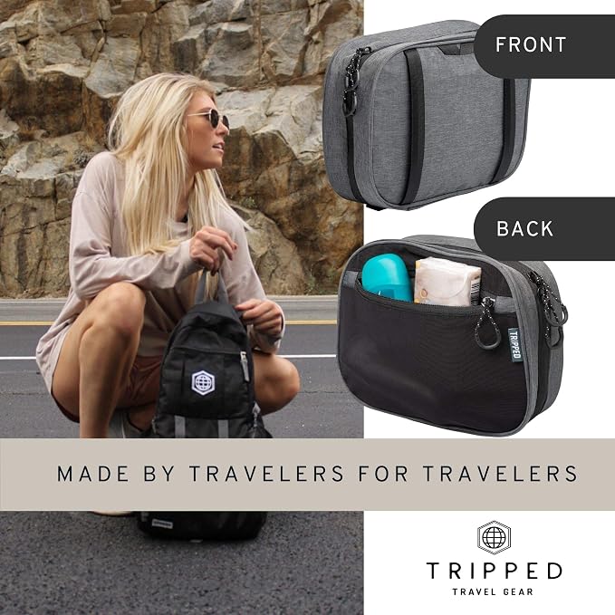 Toiletry Bag Kit 3 Piece Set: Hanging Travel Toiletry Bag + 311 TSA Cosmetic Liquid Bag + Accessory Organizer Pouch
