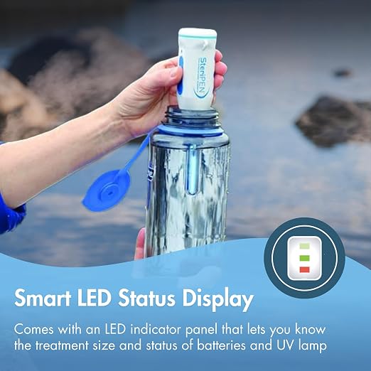SteriPen Classic 3 UV Water Purifier for Camping, Hiking, Travel & Emergency Preparedness - AA Battery Powered, Purifies 1L in 90 Seconds, 8,000-Treatment Lamp