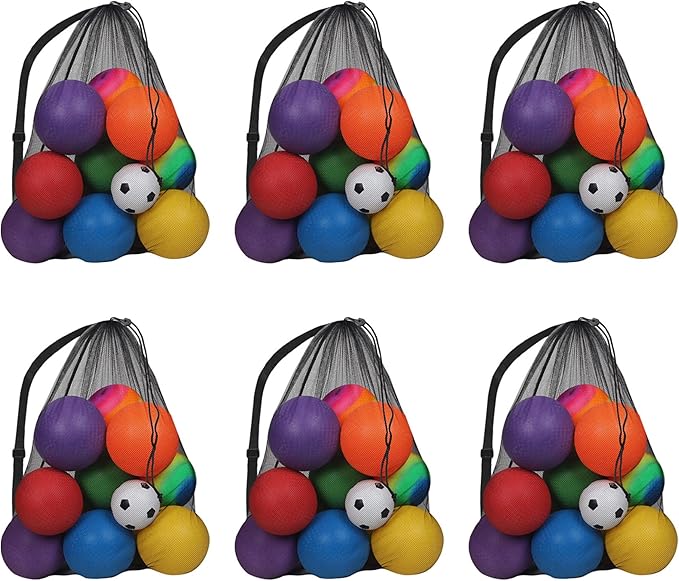 GSE Games & Sports Expert 24x36/30x40 X-Large Mesh Sports Equipment Drawstring Bag for Soccers, Basketballs, Footballs
