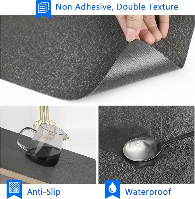 WochiTV Shelf Liner for Cabinets, Drawer Non Adhesive Non Slip Foam Mat for Kitchen, Pantry, Bathroom, Cupboard, Garage, Closet, Shelves, Drawer, Tool Box, Gray 17.5 x 236 inches