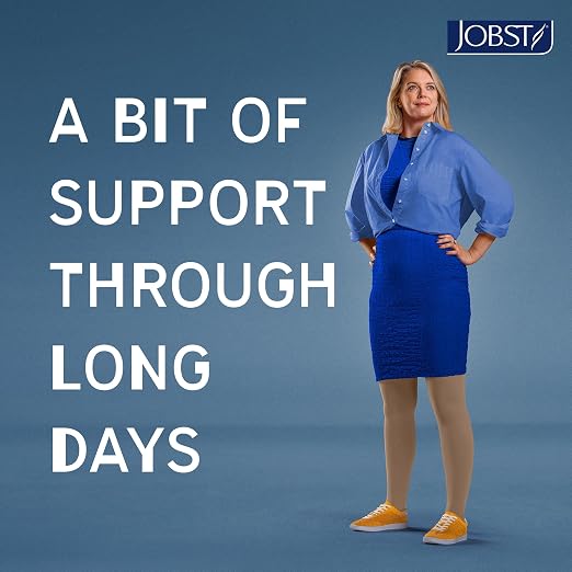 JOBST Relief Knee High Graduated Compression Socks, 15-20 mmHg - Comfortable Unisex Design - Closed Toe, Black, X-Large Full Calf Petite