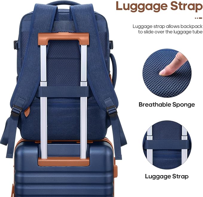 UKEIN Luggage Sets 3 Piece, PC Hardside Large Luggage 24 Inch With Spinner Wheels with TSA Lock, Carry On Suitcase Set With Travel Backpack for Men (Blue, 3 piece set (24inch))
