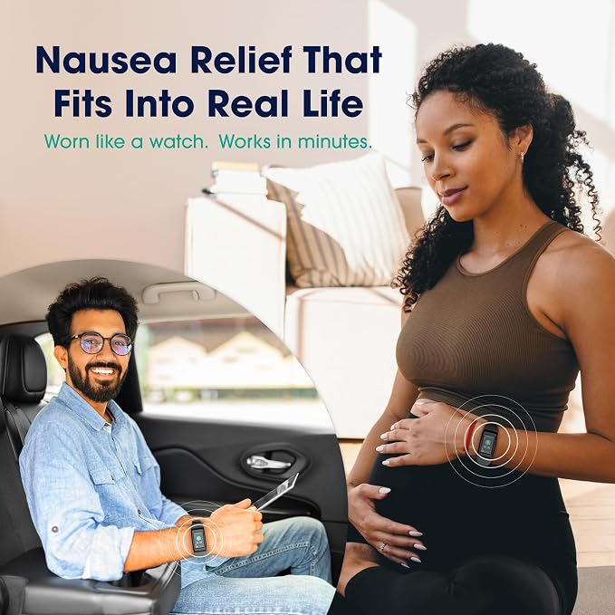 Reliefband Premier+ Anti-Nausea Wristband for Motion Sickness, Morning Sickness, Travel & Vomiting Relief - Motion Sickness Wristband FDA Cleared Drug-Free,Nausea Relief Band (1 Extra Gel)