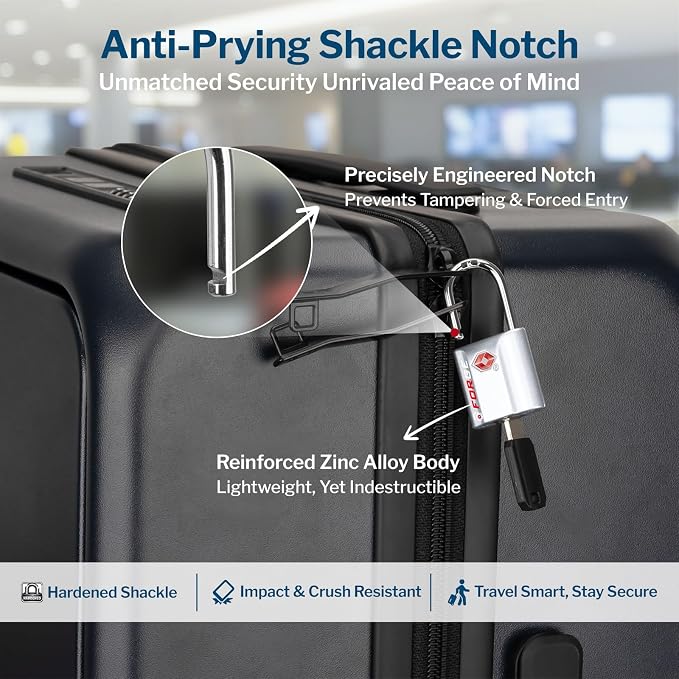 Forge Small Size TSA Approved Luggage Locks: Key Locks for Travel. Ultra Secure Dimple Key Travel Locks Alloy Body Luggage Locks. Silver 2-Pack.