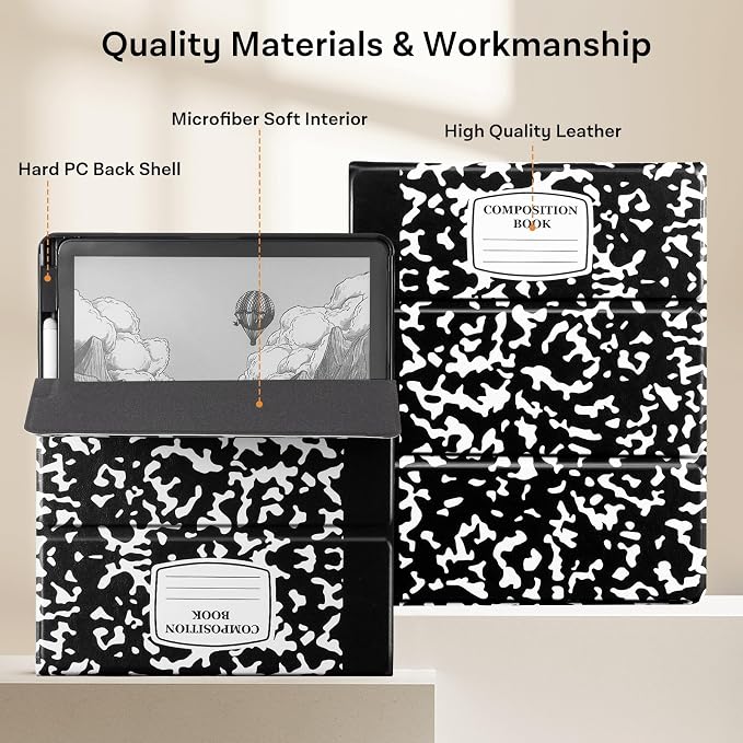 CoBak Case for 11" Kindle Scribe 3rd Generation 2025, Kindle Scribe Colorsoft with Two Viewing Angles - All New PU Leather Cover with Auto Sleep Wake, Pen Holder. Notebook