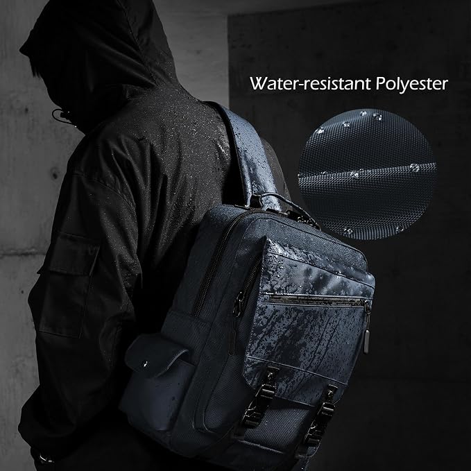 Leaper Anti-Theft Crossbody Sling Bag：one-handed quick-open lock in 3 seconds & hidden zippered pockets for Travel, Work & Daily Commute, DarkGreen