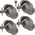 iulock Smart Door Knob with Keypad and Key,Keyless Entry Door Lock with Rubber Grip, Auto Lock,50 User Code,Waterproof, Easy to Install and Program for Bedroom(Stain Nickel Same Key 4 Pack)
