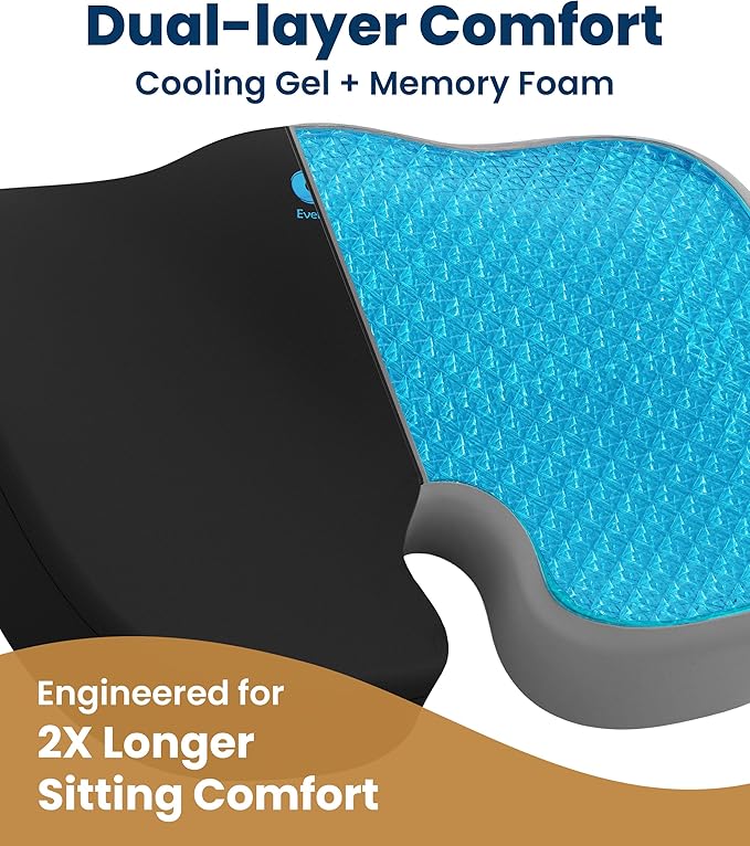 Everlasting Comfort Seat Cushion Gel Top in Black